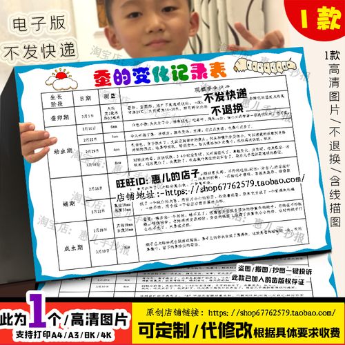 蚕的一生观察记录表手抄报养蚕生长过程蚕的一生自然笔记电子小报