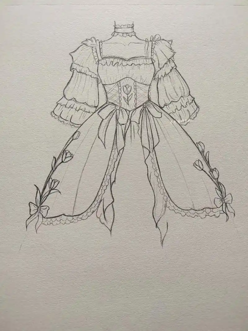 水色洛丽塔图片手绘 - 抖音