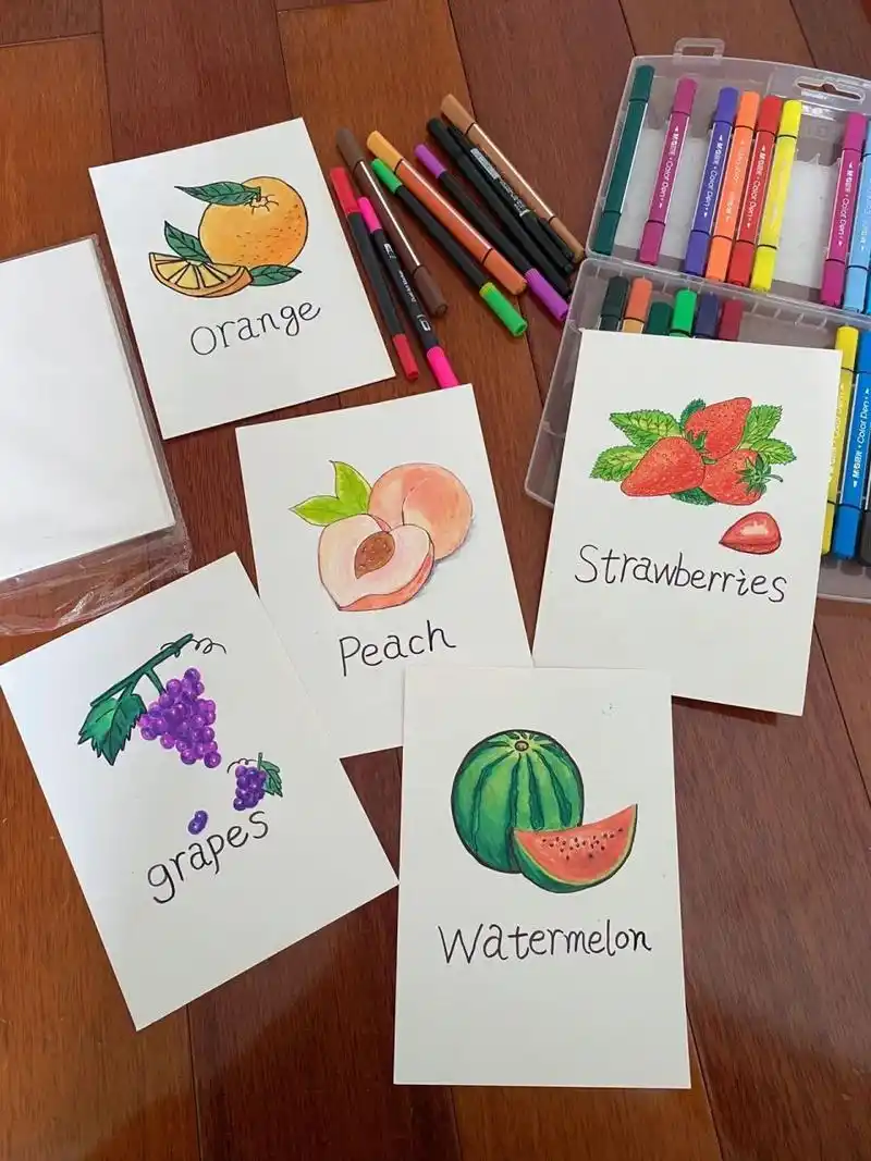 英语单词卡片 三年级英语单词卡片比赛,画了一个上午,没想到葡萄竟然