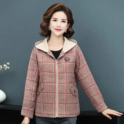 美帛妈妈春装外套百搭短款夹克中老年女春秋洋气女士短外套