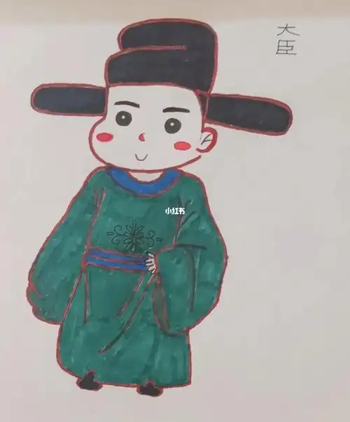 随手简笔画呆萌大臣手绘466