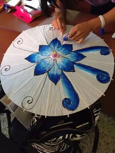 幼儿园儿童diy空白纸伞手工绘画伞白色涂鸦手绘彩绘工艺伞