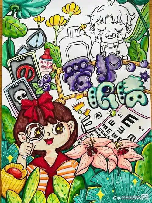 太棒了40张爱眼护眼主题绘画正确用眼保护眼睛