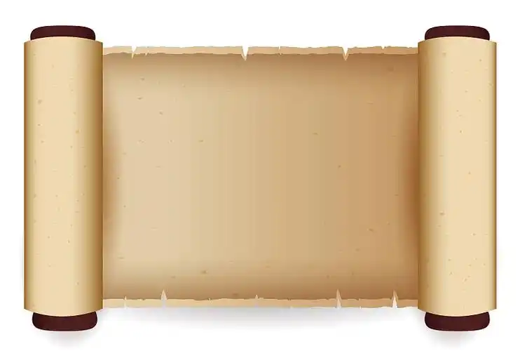 空的和展开的古代卷轴白色背景图片下载