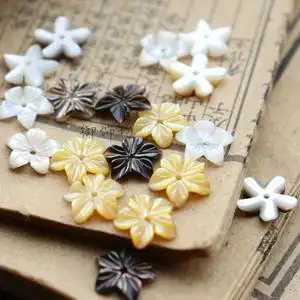 天然白蝶贝雕刻白贝 五瓣花樱花 花托 汉服发簪diy头饰饰品材料女