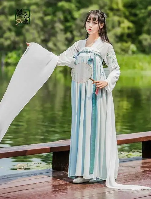 青若丝汉元素原创汉服女装对襟上襦半臂大袖衫复古刺绣齐胸襦裙