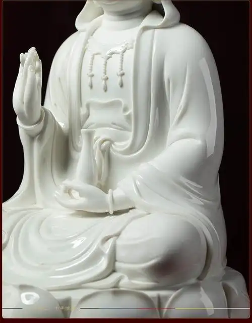 德化白瓷宝莲观音菩萨佛像坐像居家观世音菩萨供奉家用摆件 h81-07c