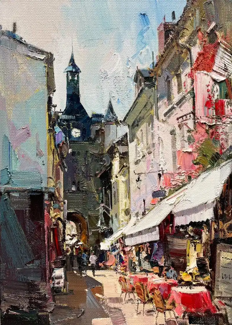 单色底色,欧洲街景油画和图片资料,附步骤.#想画就画 #美术 - 抖音