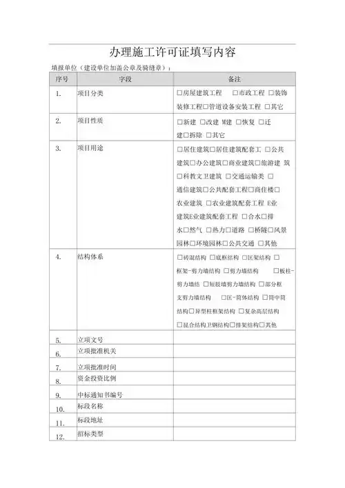 建设工程项目信息表