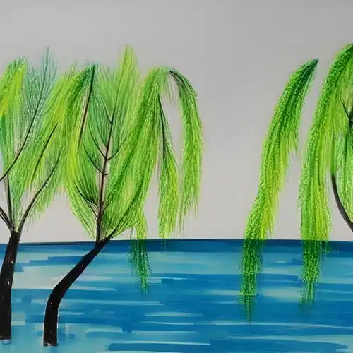 湖边柳树简笔画