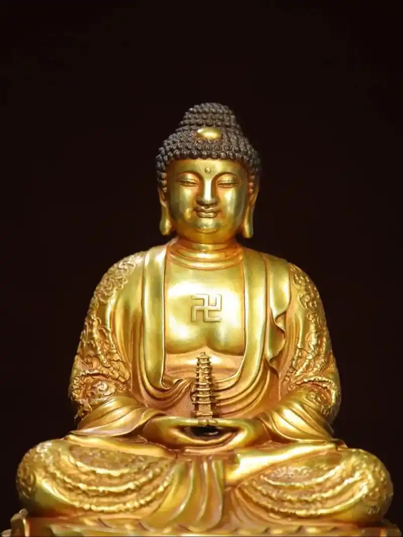 居家供奉宗教   铜  鎏金 【琉璃药师佛】佛像 佛像 尺寸:高30厘米