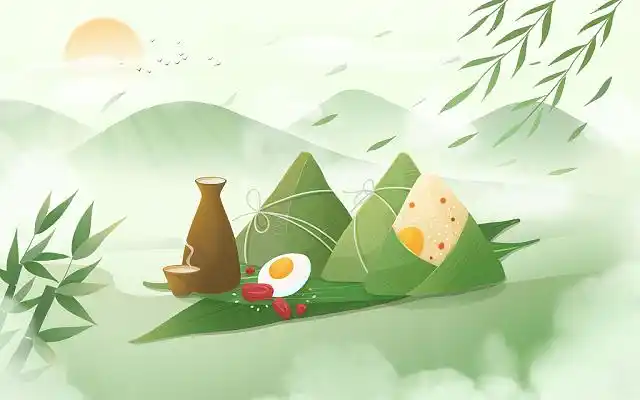 粽子古风端午节粽子插画节日吃粽子psd素材