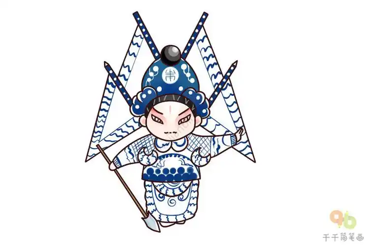 京剧《长坂坡》 赵云简笔画怎么画_戏曲人物大全简笔画