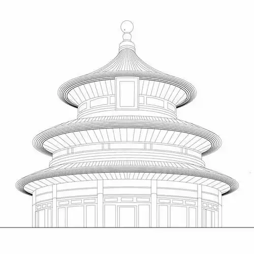 天坛传统建筑线条插画5337928矢量图片免抠素材免费下载