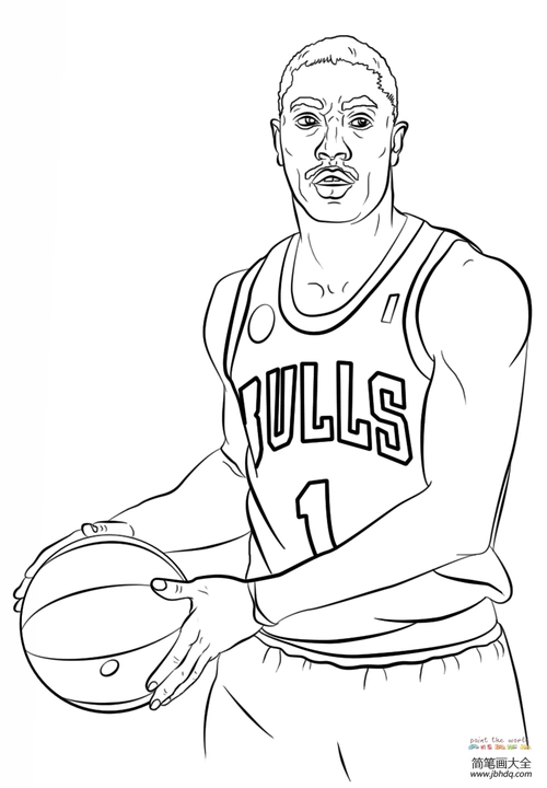 篮球运动员德里克罗斯_大人简笔画-简笔画大全