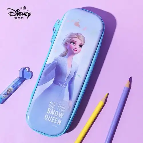 迪士尼文具盒小学生文具用品男卡通女可爱冰雪奇缘铅笔盒儿童笔袋蓝色