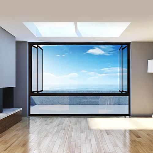 商铺全景上下折叠推拉玻璃窗户铝合金电动升降阳台提升窗封阳台定