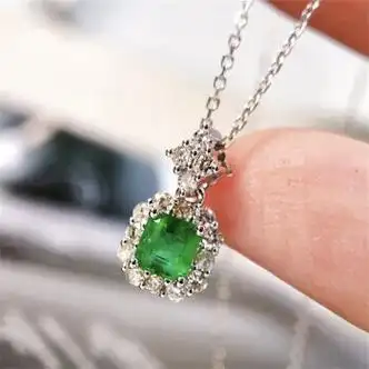 37克拉哥伦比亚祖母绿宝石锁骨链项链18k金镶嵌钻石附证书【图片 价格