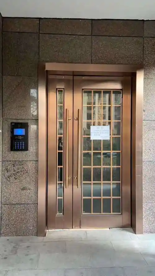 厂家定制 玫瑰金彩色不锈钢门家用防盗门别墅不锈钢门