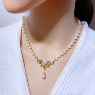 秋桑一鹿有你淡水珍珠项链女鹿头吊坠锁骨链小众ins设计感珍520礼物一