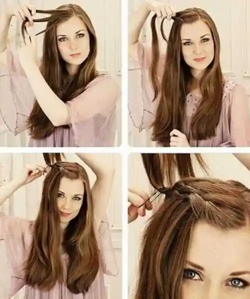 浪漫甜美的斜刘海编发步骤图解