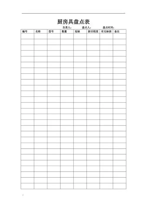 厨房用具盘点表