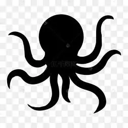 鱼剪影海洋生物章鱼