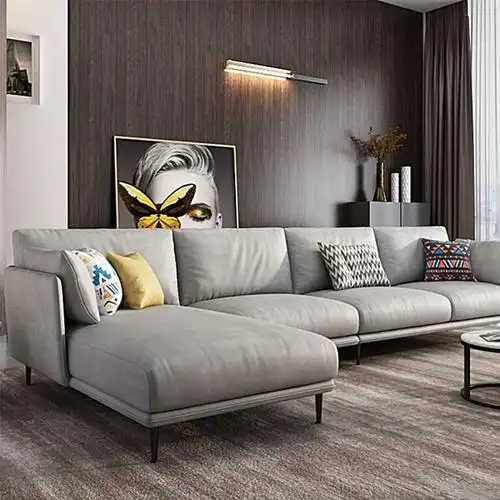 北欧科技布艺现代简约代客厅家具轻奢双人三人四人位转角弧形沙发