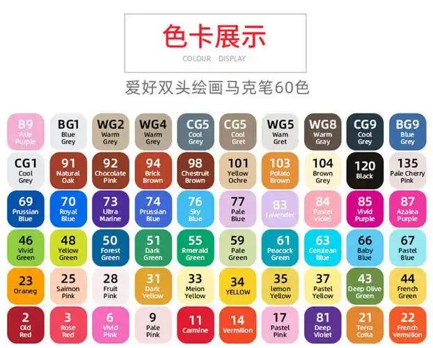 爱好60色双头油性马克笔彩色记号笔散装单支马克笔画笔海报笔