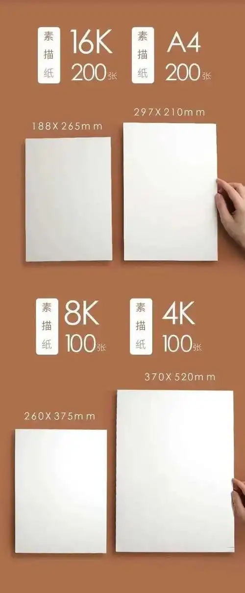 【精选】8k素描纸铅画纸8开绘画纸水粉纸加厚4ka416k美术生专用纸水彩