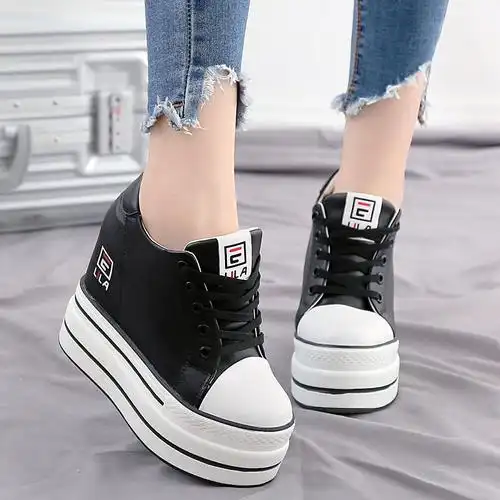 秋冬季新款12cm内女鞋松糕小白鞋女韩版百搭超高跟厚底休闲鞋