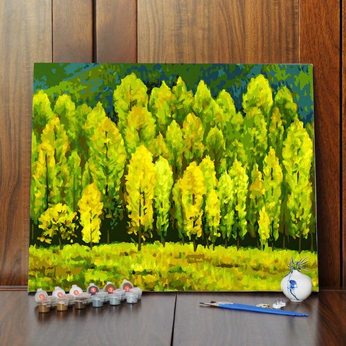 diy数字油画卧室客厅装饰画手绘填色油彩画大幅风景树林 大爱之光