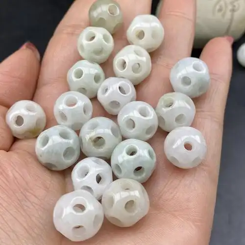 翡翠a货配件散件路路通珠子玉石散珠转运珠路路通13mm足球形珠子