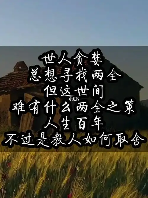 世人贪婪总想寻找两全但这世间难有什么两全之策人生百年不过是教人