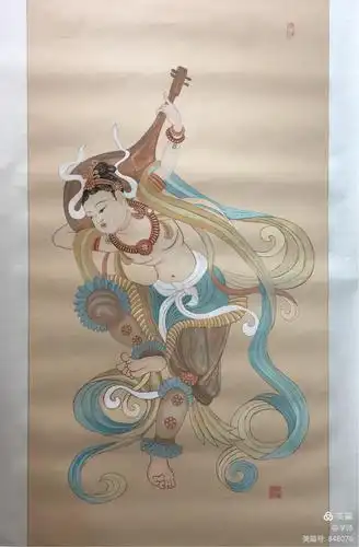 梦里敦煌——闫学诗临摹敦煌壁画选(1) 写美篇中唐,反弹琵琶舞,莫高窟
