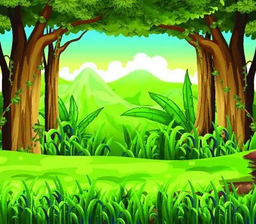 10款卡通森林场景插画背景矢量素材