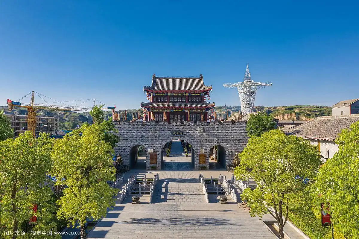 航拍巩义偃月古城