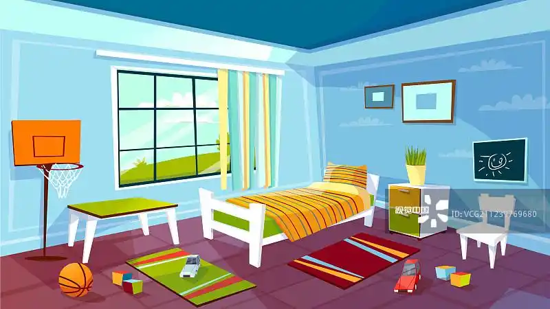 孩子的房间卡通的孩子男孩