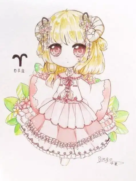 画12星座超萌公主白羊座简笔画