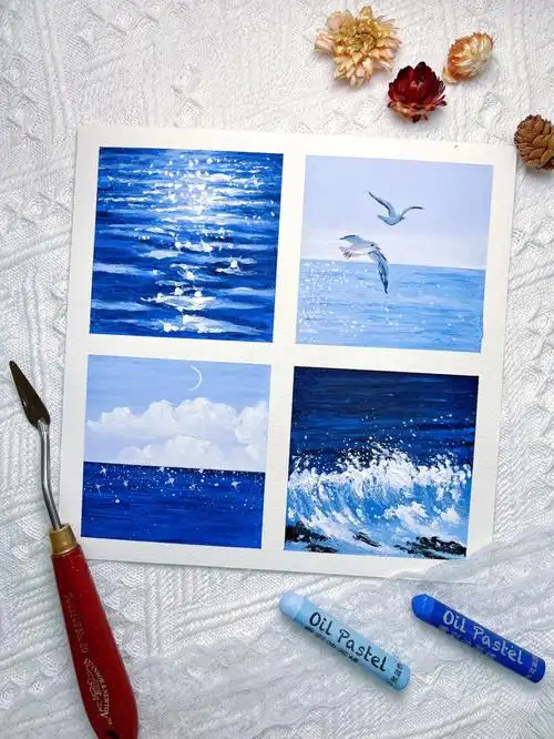 油画棒四连星辰大海附步骤