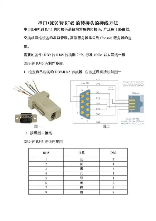 串口db9转rj45的转接头的接线方法