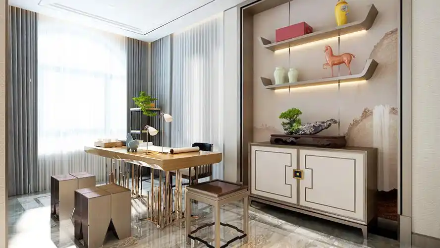 徐青瑶:187平开发商样板间新中式风格家装室内设计效果图作品