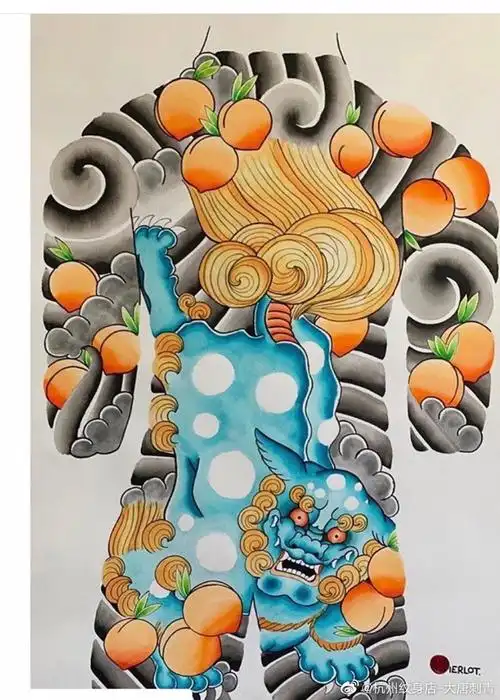 纹身传统日式满背通体手稿分享