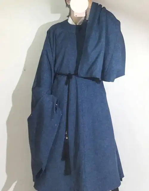 圆领袍宋制汉服男鸟鸣涧色宽袖纯色36袍仿麻观云古风道袍古装戏服