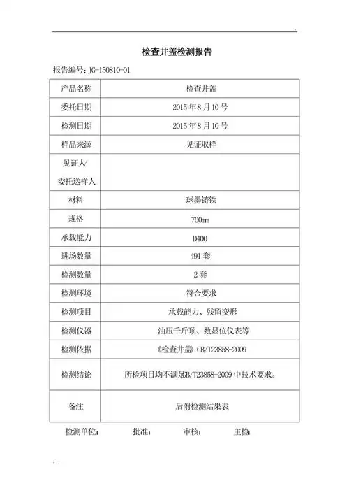 检查井盖检测报告