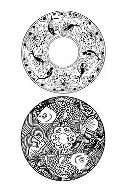 传统吉祥动物纹样圆盘双鱼