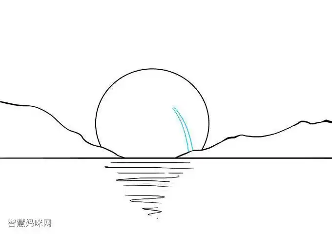 海上日落风景怎么画