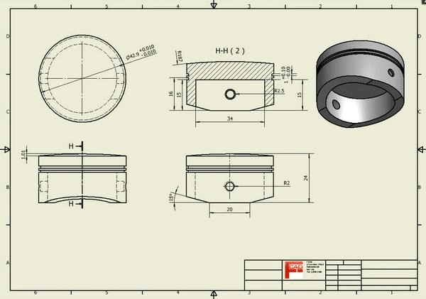 发动机活塞零件图