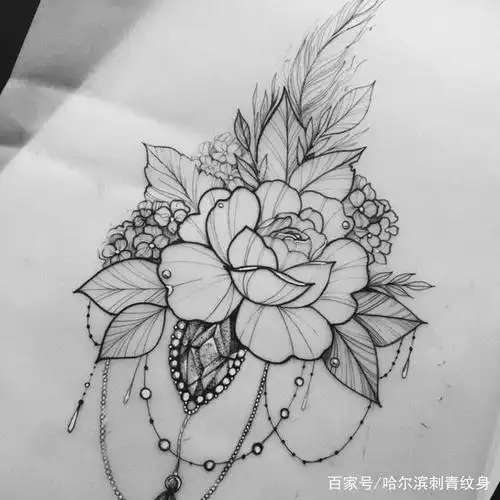 女孩子都喜欢的花纹身手稿