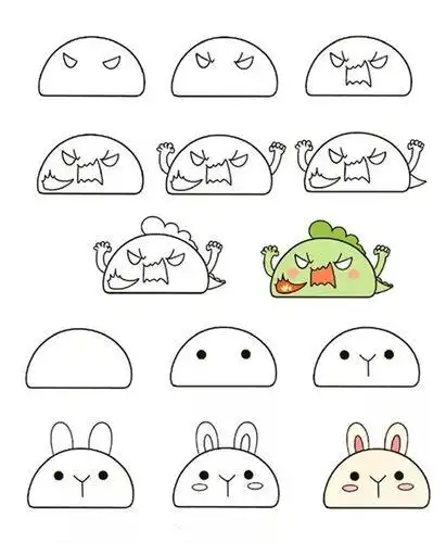 几何图形简笔画动物